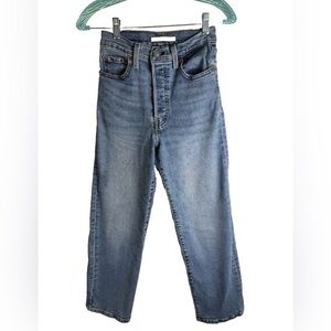 Levis Jeans Women 25 Ribcage Straight Ankle High Rise Button Fly Stretch 21x26